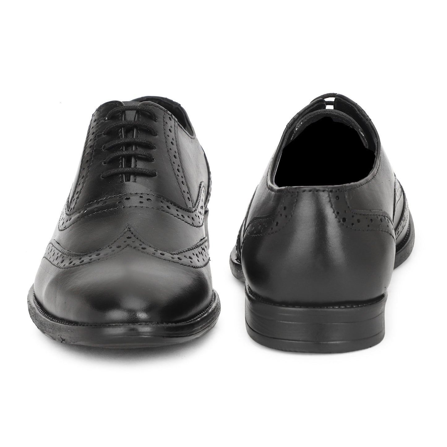 Sharvé Black Leather Wingtip Brogue Shoes