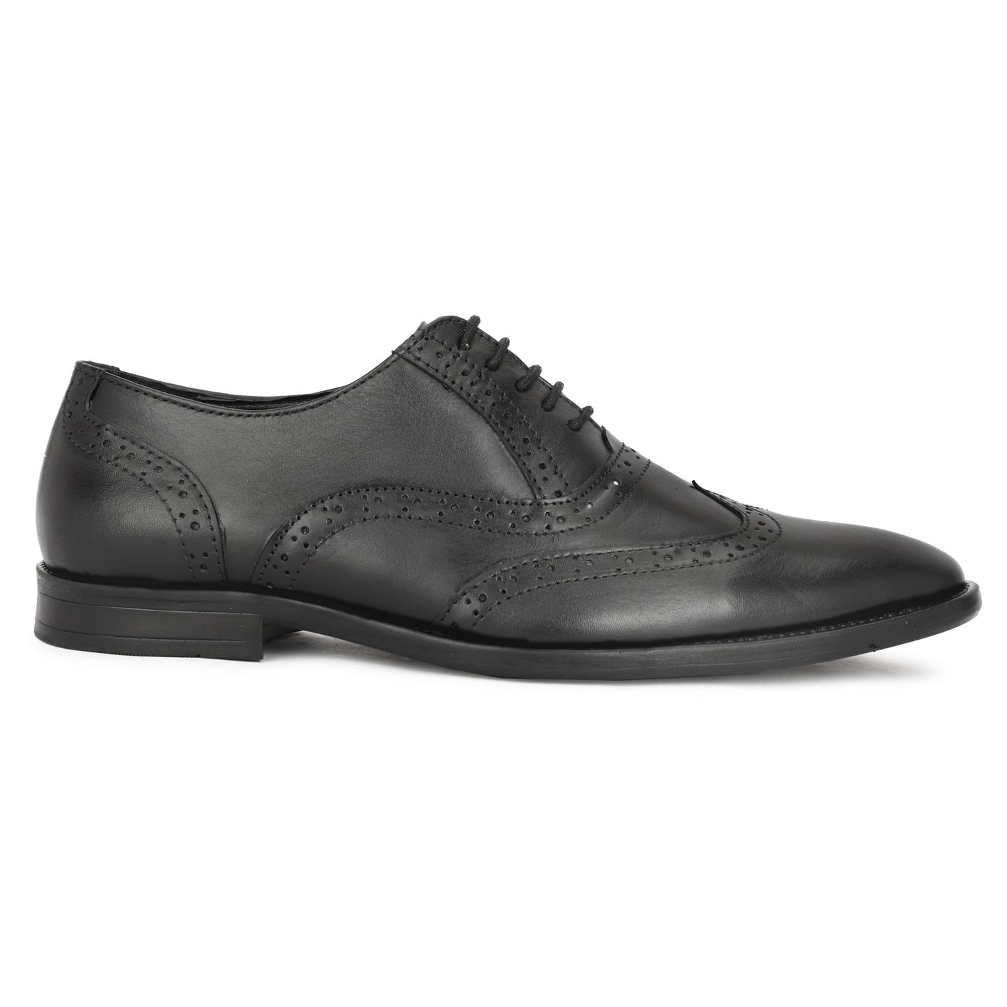Sharvé Black Leather Wingtip Brogue Shoes
