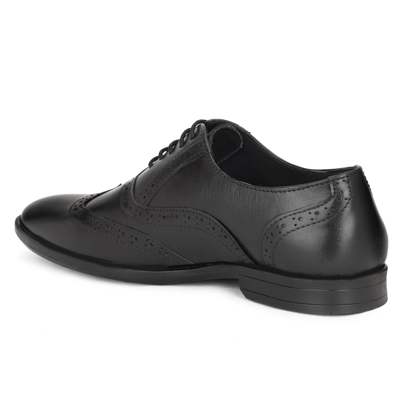 Sharvé Black Leather Wingtip Brogue Shoes