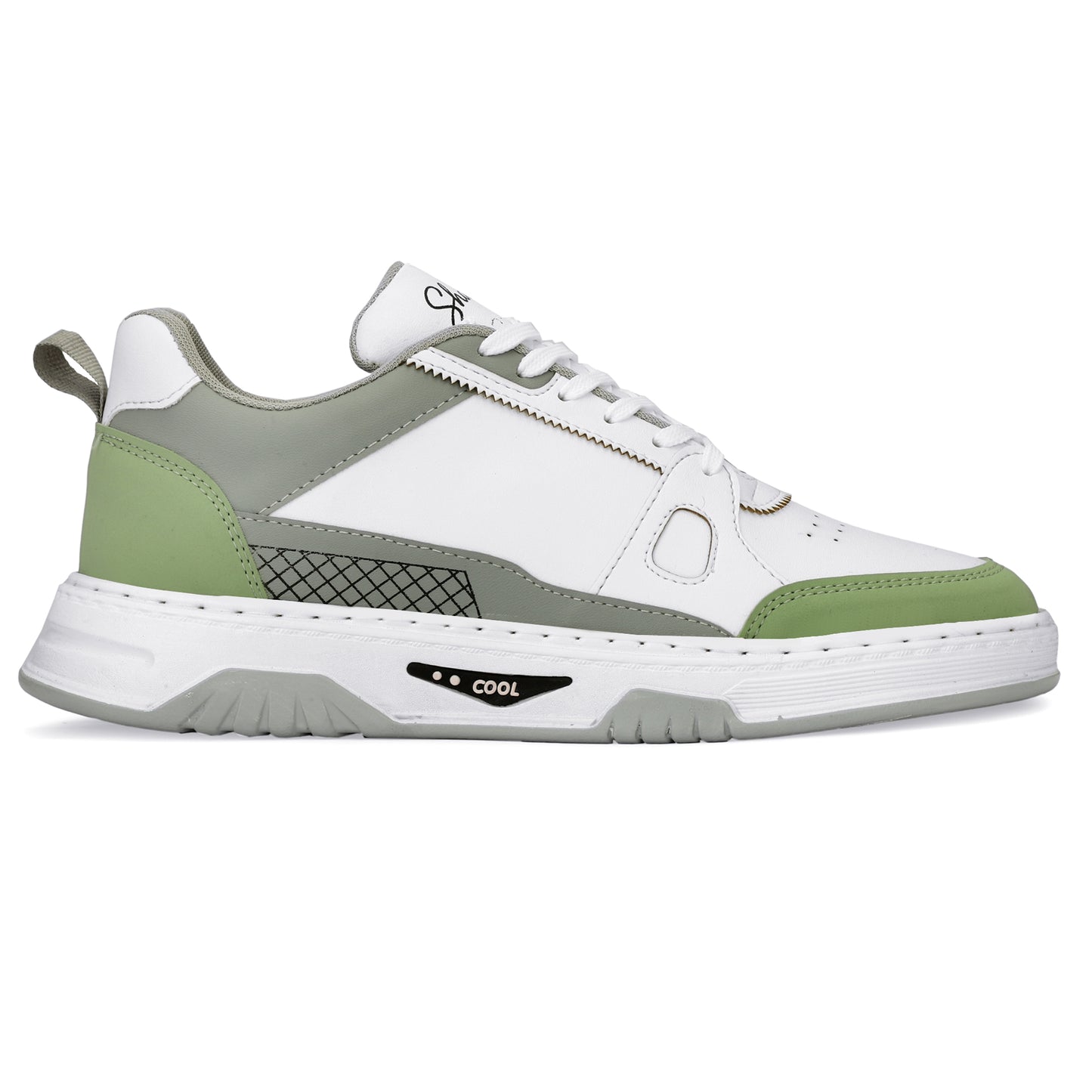 Sharve Cool Series Low-Top Sneakers | White & Sage Green Casual Shoes for Men | Chunky Sole Street Style