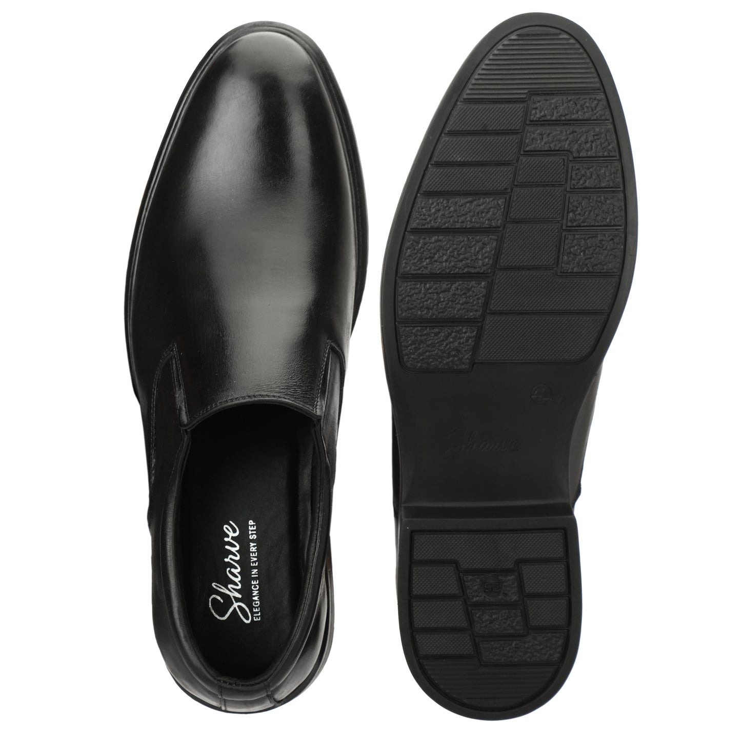 Sharve Classic Black Slip-On Formal Shoes for Men | Premium Leather Office Shoes | Lightweight Derby Style