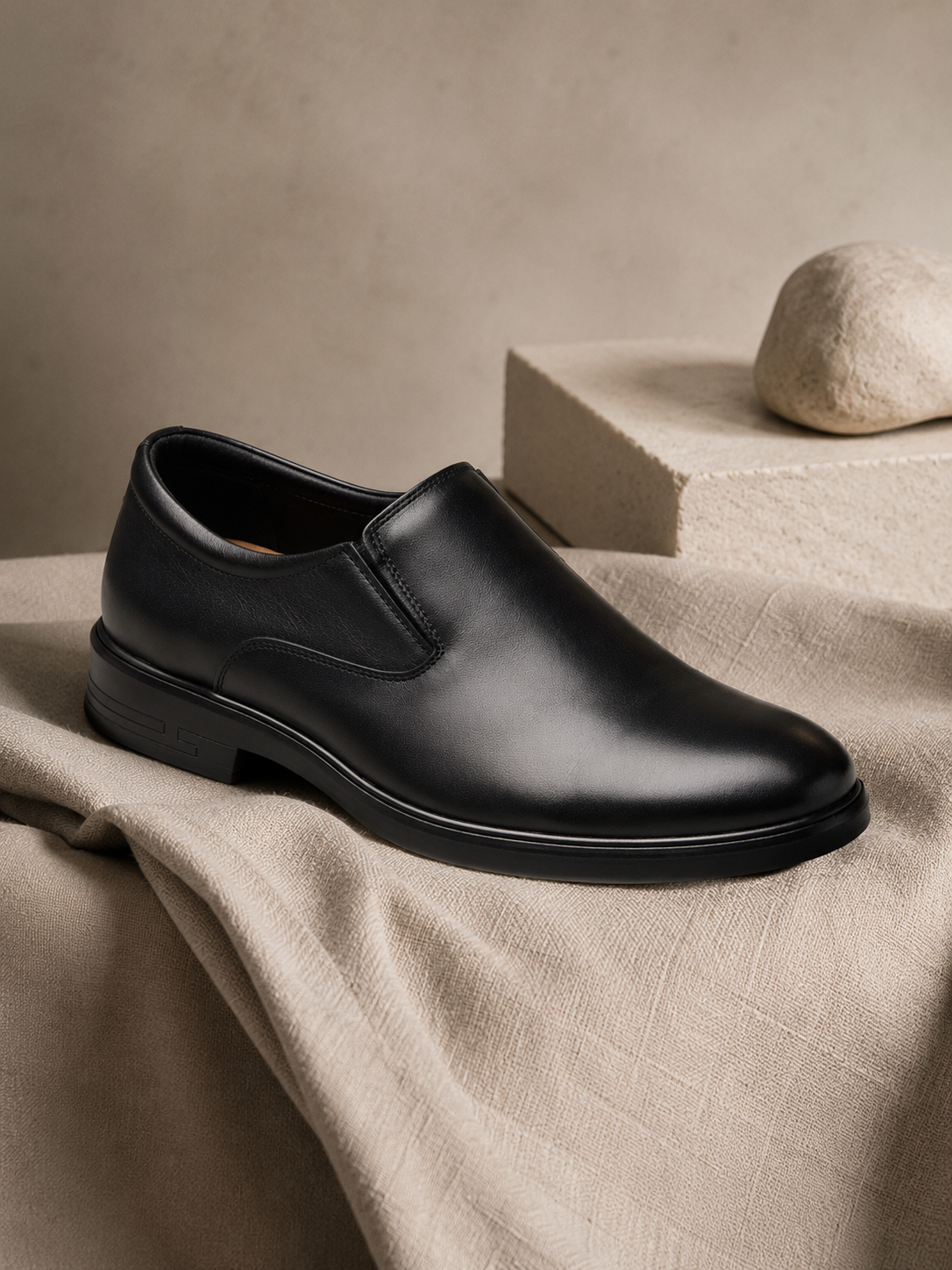 Sharve Classic Black Slip-On Formal Shoes for Men | Premium Leather Office Shoes | Lightweight Derby Style